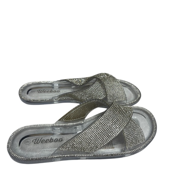 NIB Embellished Criss Cross Jelly Slides in Clear 9 - Picture 5 of 9